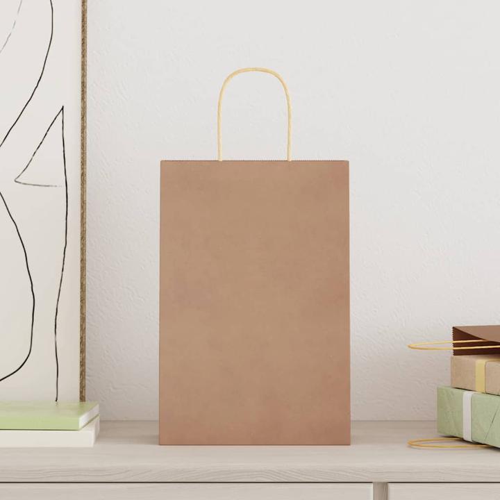 Produktbild VidaXL Kraftpapiertüten 250 Stk. mit Henkel Braun 22x11x31 cm Papiertüte (Geschenktüte, 250 x)
