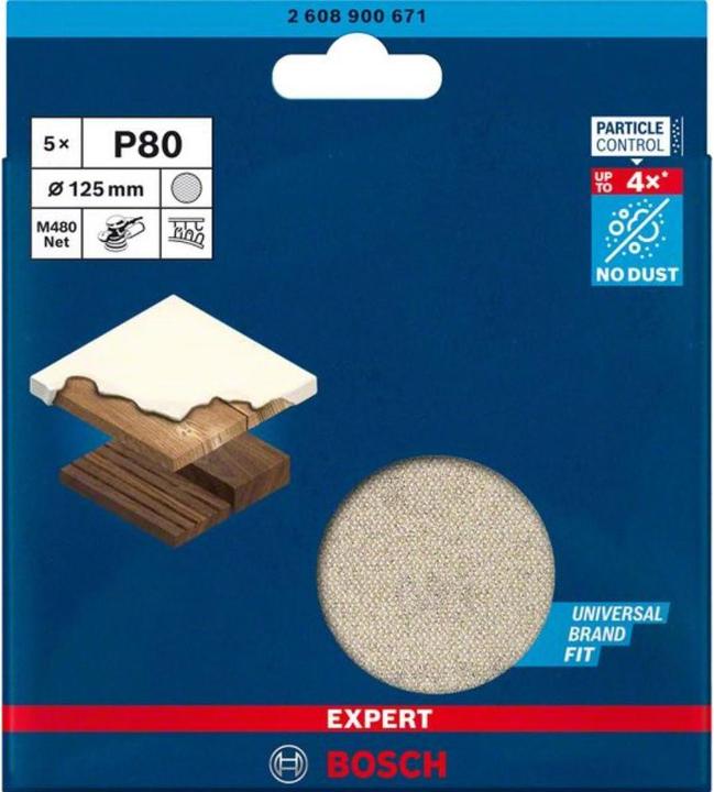 Actual product image Bosch Professional Zubehör EXPERT M480 Sanding net for random orbital sander, 125 mm, G 80, 5 pieces (80)
