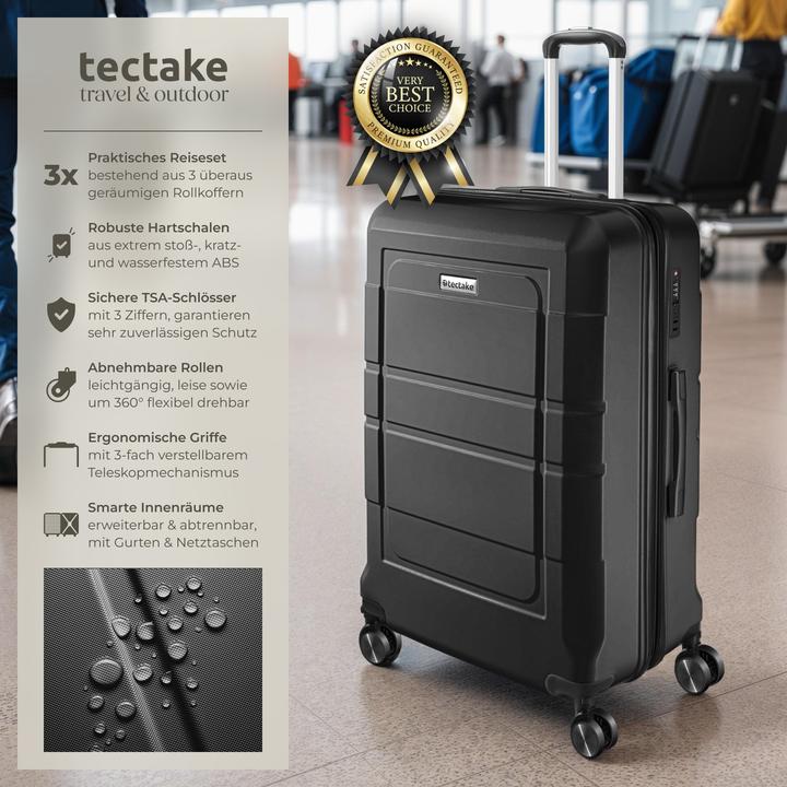 Immagine prodotto tectake Set di valigie rigide Brice 3 pz., lucchetto TSA (111 l, XL (da 115l))