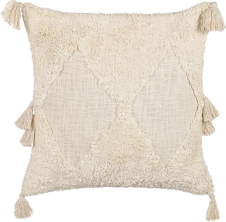 Productafbeelding Beliani Sierkussen geometrisch patroon katoen lichtbeige getuft 45 x 45 cm Set van 2 AVIUM (45 x 45 cm)