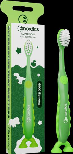 Produktbild Nordics Kinderzahnbürste 6900 Super Weicher Grüner Dinosaurier (Weich, 1 x)