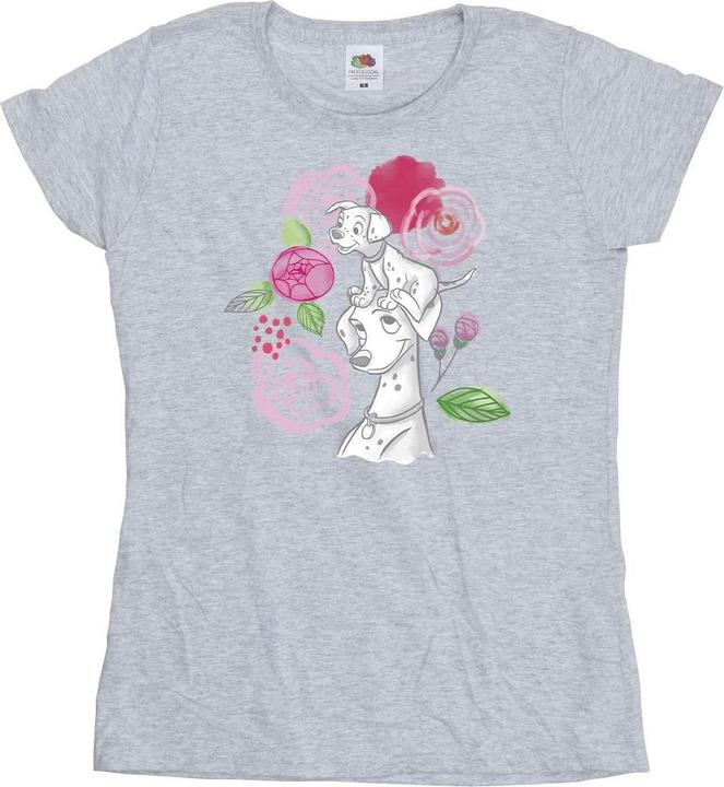 Actual product image Disney Womens/Ladies 101 Dalmatians Flowers Cotton T-Shirt (L)
