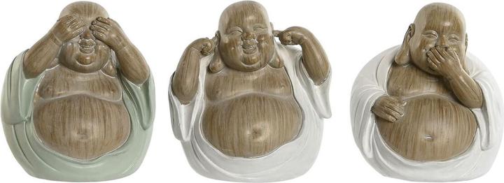 Produktbild Esprit Deko-Figur Home ESPRIT Weiss grün Buddha Orientalisch 10 x 9 x 10,5 cm (3 Stück)