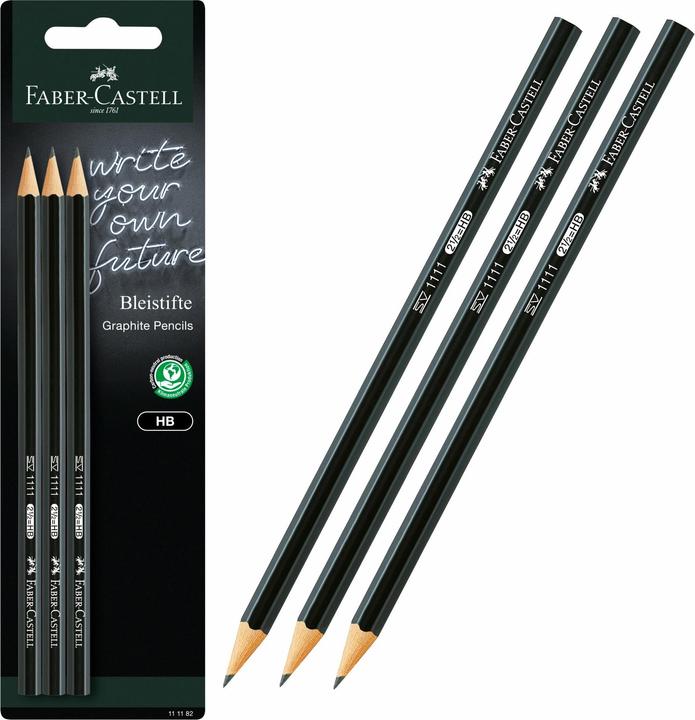 Actual product image Faber-Castell Matite di grafite 1111 HB nere BC 3x (HB, 3 x)