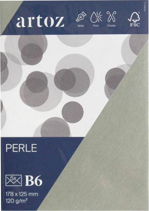 Artoz Couvert Perle B6, 5 Stück, Silber, Position Fenster (B6, 5 x)