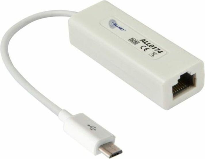 Produktbild Allnet Micro USB 2.0 -> Fast Ethernet RJ45 Netzwerkkarte (USB 2.0, RJ45 (1x))
