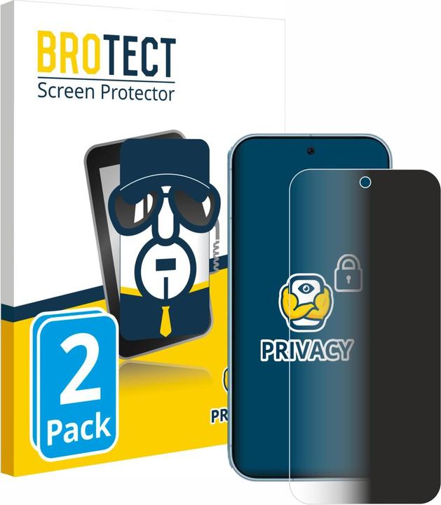 Productafbeelding BROTECT Anti-spionnetje privacyfolie Beschermfolie tegen blauw licht (2 Stuk, Google Pixel 9 Pro XL)