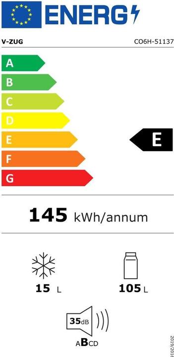 Etichetta energetica V-Zug Cooler V600 8UG 5113700000 (119 l)