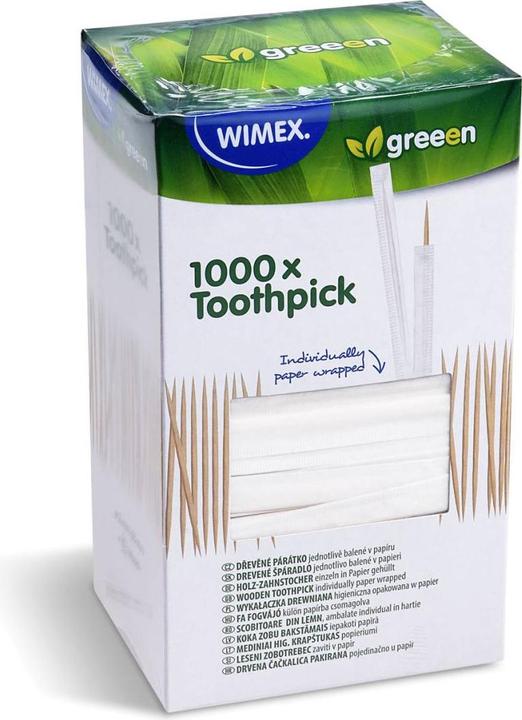 Image du produit Wimex.eu Cure-dents en bois 2 x 65 mm emballés individuellement dans du papier - 1000 pièces (1000 x)