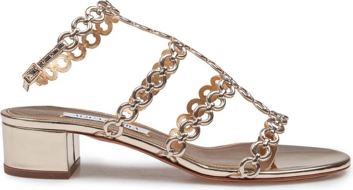 Immagine prodotto Aquazzura Aquazzurra infinity chain ​​35 sandal in mirrored leather, gold color (40)