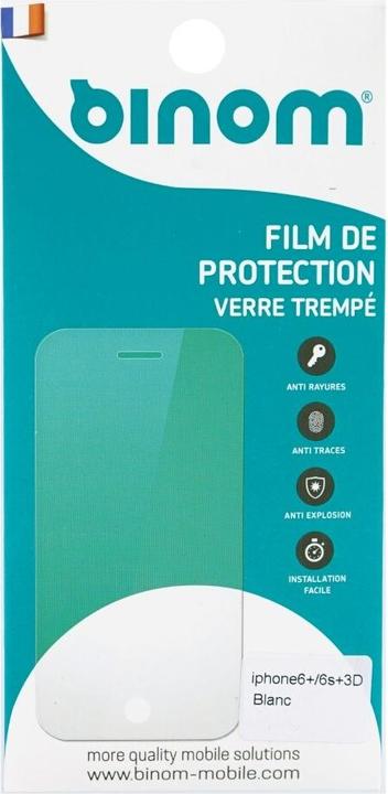 Image du produit Binom Mobile Protection d'écran Binom 3D pour iPhone 6 Plus et 6s Plus blanc (1 pièce(s), Apple iPhone 6s Plus, Apple iPhone 6 Plus)