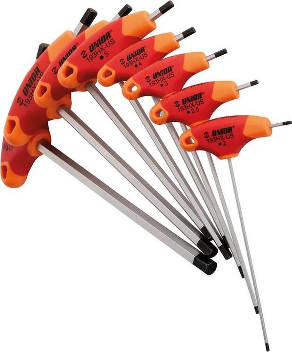 Produktbild Unior 193HXCB8 T-Griff Innensechskantschlüssel-Set, 2-10mm, red