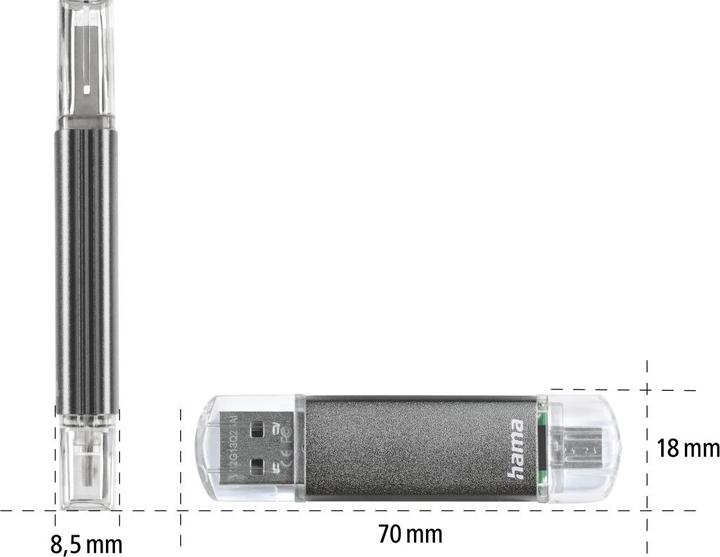 Produktbild Hama Laeta Twin (32 GB, USB-A, Micro USB, USB 2.0)