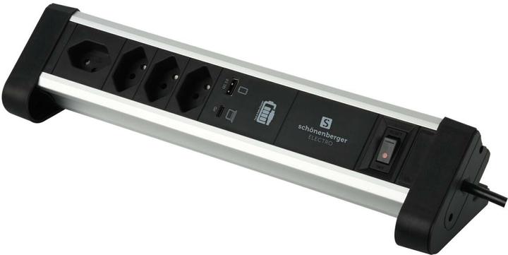 Schönenberger Alu-Office-Line (4 x, Typ 13, USB-A, 2 m)