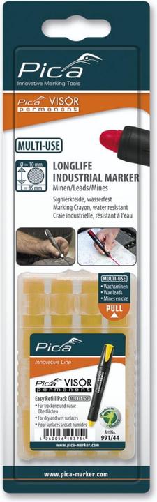 Actual product image Pica VISOR permanent refill sets, / SB (Yellow, 10 mm, 4 x)