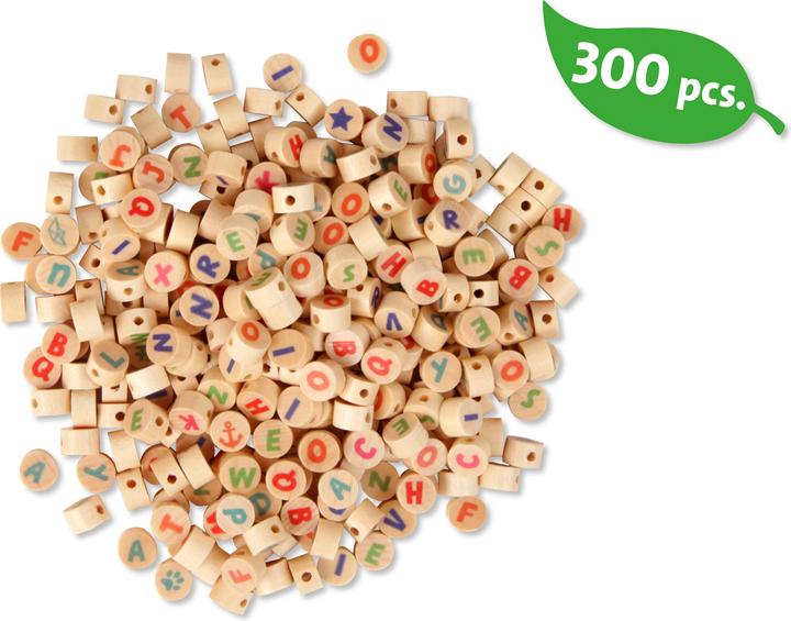 Image du produit Simm Lettres en bois Lena 10mm 300 perles nature multicolores
