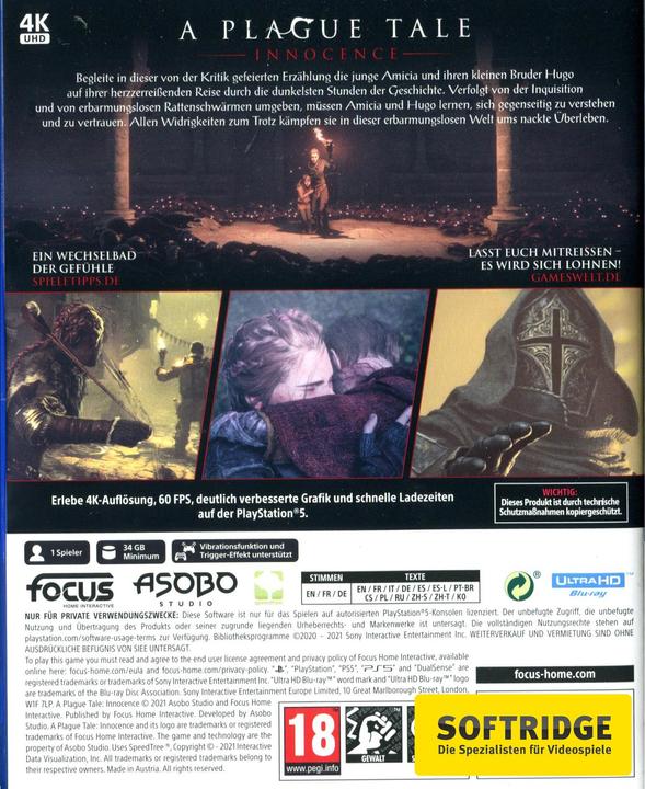 Actual product image Focus Home Interactive A Plague Tale: Innocence (PS5, Multilingual)
