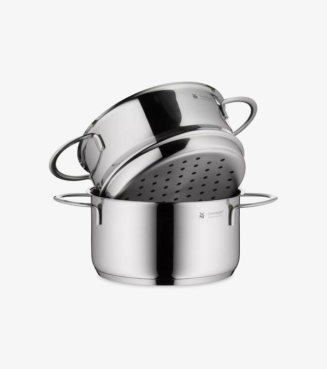 Produktbild WMF Kochtopf Dampfgarer 16cm klein Metalldeckel 1,2l Mini Edelstahl Induktion (16 cm, Dampfkochtopf, Edelstahl)