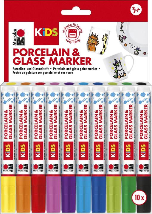 Produktbild Marabu Porzellan- und Glasmalstift Kids (Rot, Blau, Orange, Türkis, Grün, Schwarz, Violett, Gelb, 10 x)