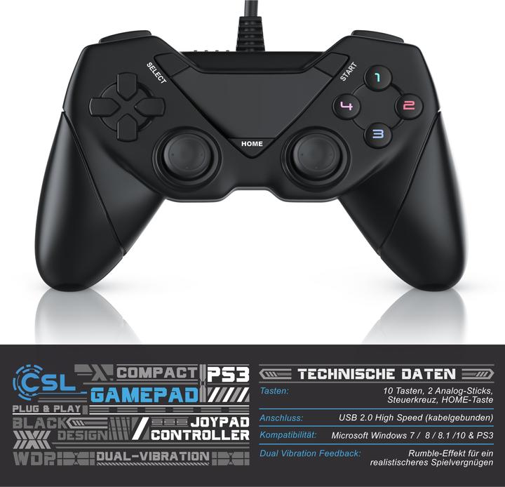 Immagine prodotto CSL Set di 2x Gamepad, controller USB di gioco per Android, PC / PS3 / Playstation / Direct-Input / (Android, PC)