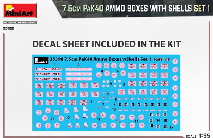 Image du produit Mini art 7.5cm PaK40 Ammo Boxes w/Shells Set 1