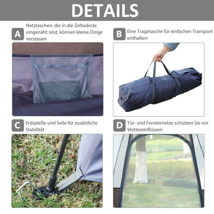 Produktbild Swisshandel24 Camping Zelt 3-4 Personen Zelt Familienzelt Kuppelzelt 210T PU 3000mm einfache Einrichtung Stahl Gla (Kuppelzelt, 4 Personen)