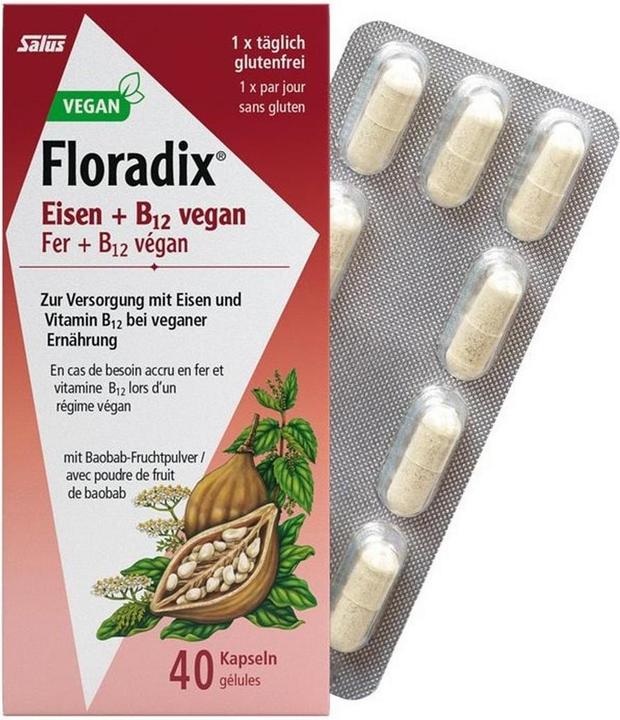 Actual product image Floradix Iron and B 12 Vegan (1 Piece, Capsules, 37 g)