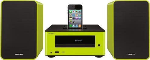 Onkyo CS-245 "Colibrino", CD mini system, Ipod dock, green