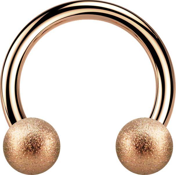 Star Piercing Micro Circular Barbell rosegold mit zwei Kugeln gesprenkelt (ohne Messing, Chirurgenstahl 316L)