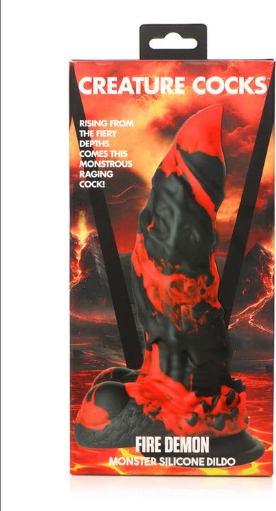 Actual product image Creature Cocks Fire Demon - Monster Silicone Dildo - Red/Black