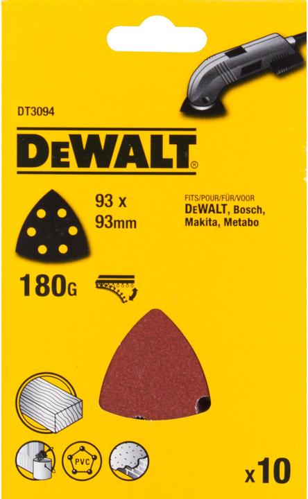 Image du produit DeWalt Papier abrasif triangulaire Klettfix (180)