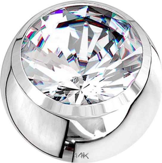Actual product image Star Piercing Ball 14k white gold with crystal silver (14k gold, without brass)