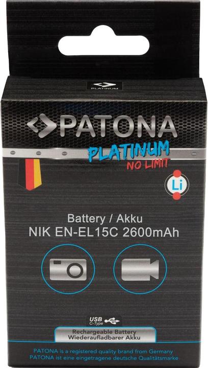 Actual product image Patona Platinum Battery Nikon ENEL15C USB-C (Rechargeable battery)