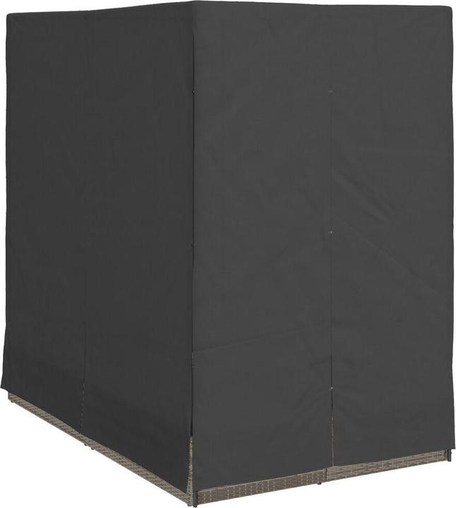 Image du produit VidaXL Doppel-Sonnenliege mit Dach und Vorhängen Grau Poly-Rattan