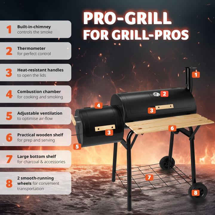 Actual product image tectake Charcoal grill Smoker (58 cm)