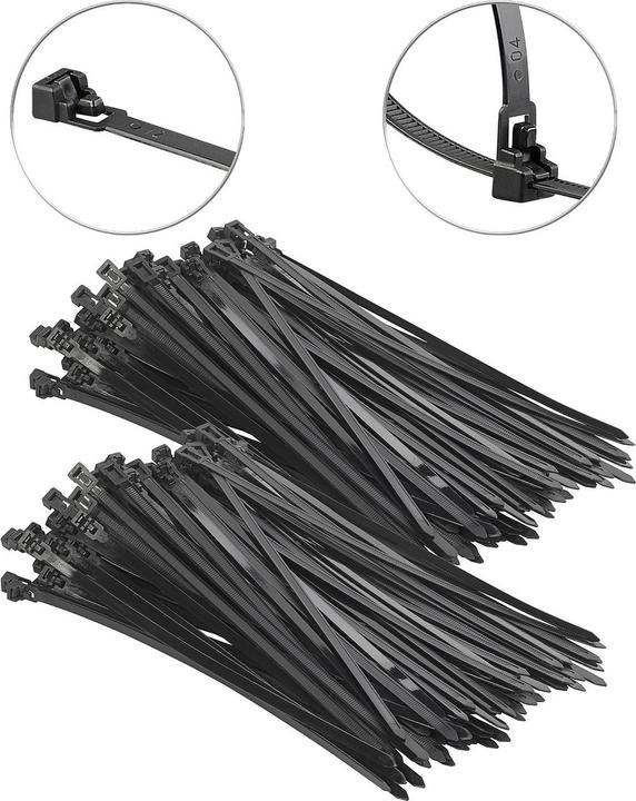 Immagine prodotto AGT Set di 200 fascette richiudibili (Fascette in plastica, 300 mm, 200 pz.)