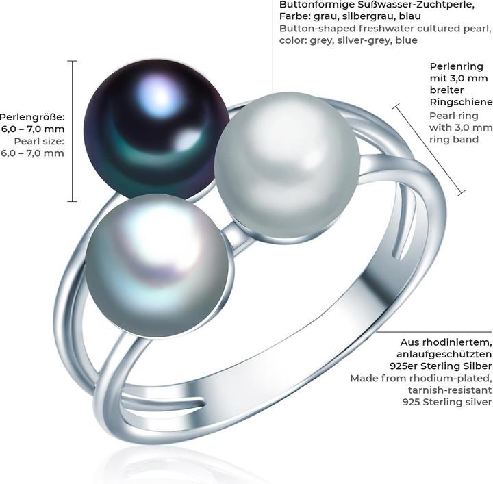 Immagine prodotto Valero Pearls Donna in argento sterling con perle d'acqua dolce coltivate - 3958 (58, 925 Argento)