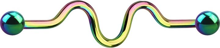 Produktbild Star Piercing Barbell farbig zig zag mit zwei Kugeln (Chirurgenstahl 316L)