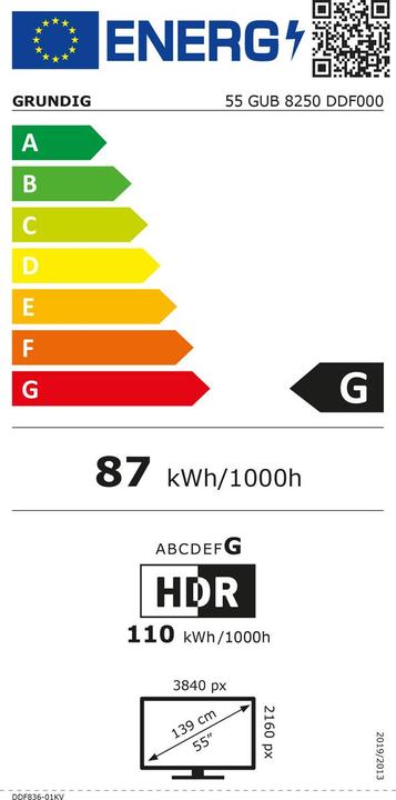 Energy Label Grundig TV Delta Series 55 GUB 8250 (56", LCD, UHD, 2022)