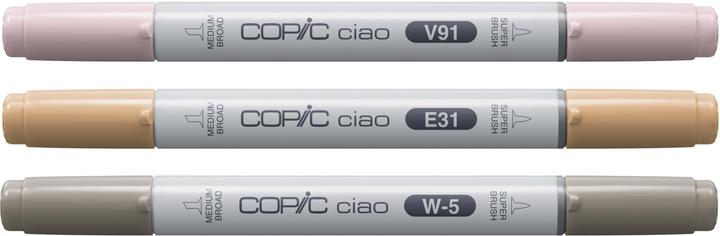 Actual product image Copic CIAO - Brand (B-95 Light Grayish Cobalt, W-5 Warm Gray No. 5, E-31 Brick Beige, 6 mm, 3 x)