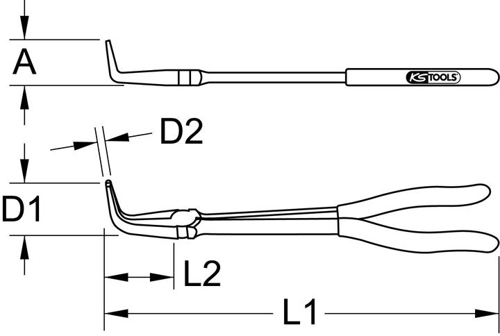 Actual product image KS Tools Flat round nose pliers XL, 90° bent (270 mm)