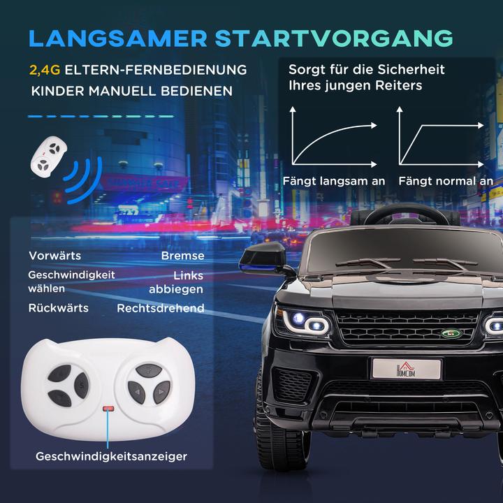 Immagine prodotto Swisshandel24 Auto elettrica per bambini, telecomando da 2,4 G, cintura di sicurezza, musica, clacson, fari, fino (12 V)