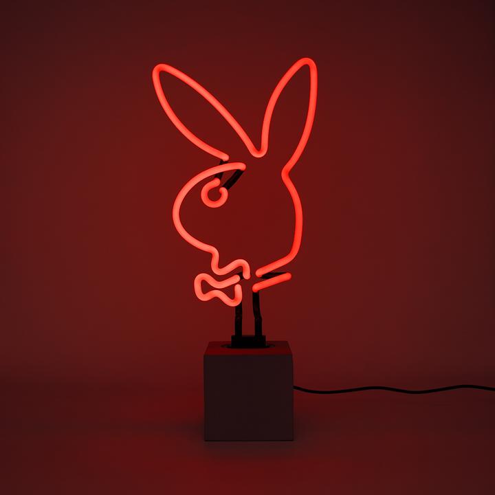 Actual product image Locomocean Glass neon table lamp with concrete base - Playboy Bunny red