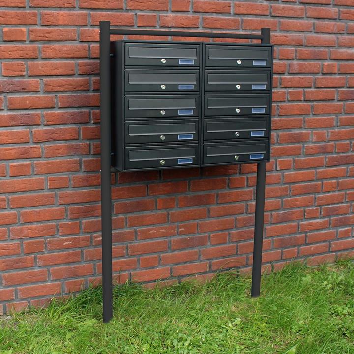 Produktbild Wiltec 10er Briefkastenanlage schwarz 2x5 Fächer Standbriefkasten Briefkasten