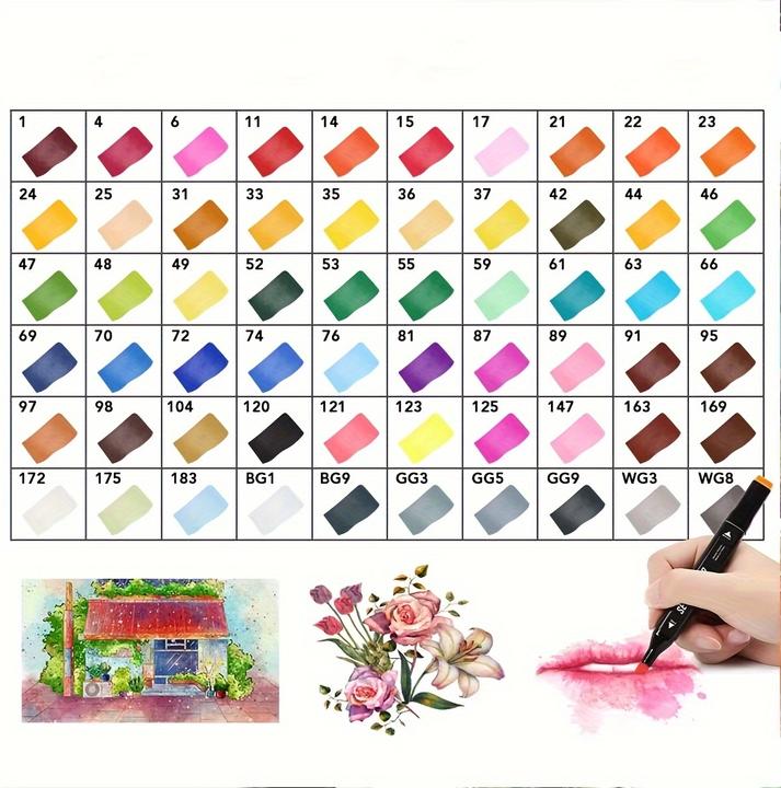 Actual product image PhoneLook Doppeltipp Permanentmarker Set zum Markieren und Ausmalen (80 Farben) (Black)