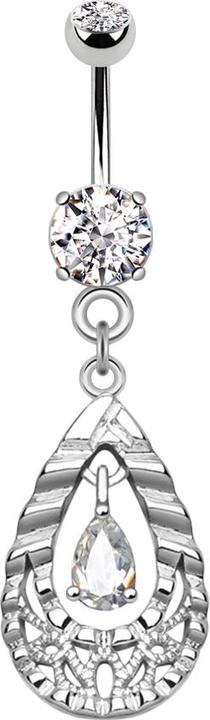 Produktbild Star Piercing Banane silber mit zwei Kugeln Kristall silber Anhänger Kristall im Tropfen (Messing, Chirurgenstahl 316L)