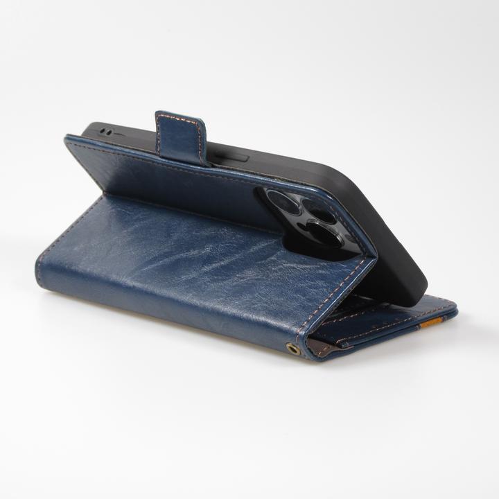 Produktbild PhoneLook Leder Tasche Flip Wallet mit Akzentstreifen & Kartenhalter (Apple iPhone 13)