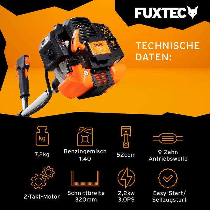 Image du produit Fuxtec FX-MS152 Débroussailleuse à essence Multitool 2en1 (Couteaux en plastique, Fils coupe-herbe)