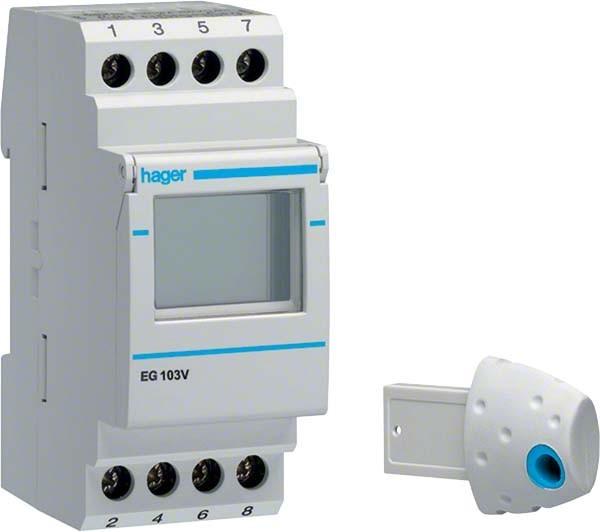 Actual product image Hager Weekly time switch 1changeover contact EG103V 16A 2PLE 12/24V digital