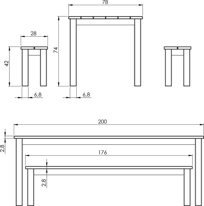 Image du produit Axi Louise Table de Pique-nique avec bancs en bois 200 cm - Marron